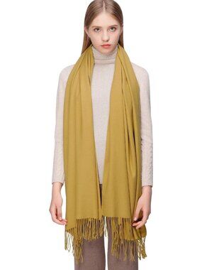 Women's Yellow Wedding Bridal Scarf Pashmina Shawls Long Large Scarves